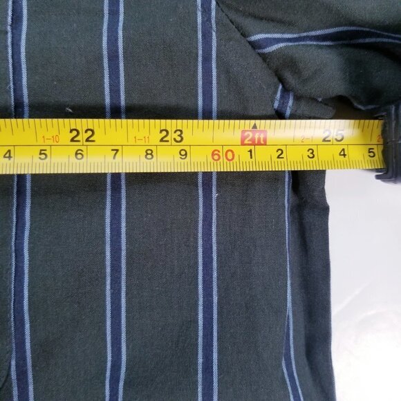 Nautica Sleepwear Shirt Men's Med Long Sleeve Button Up Green with Blue Stripes - Picture 10 of 11